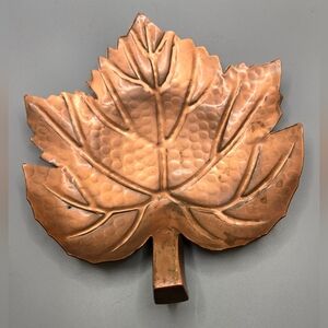 Copper Leaf Dish w/ Raised Vein Detail 7" X 6"